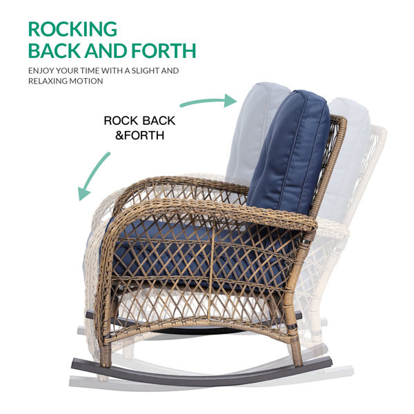 Vivijason Outdoor Wicker Rocking Chair, Patio Rattan Rocker Chair With ...