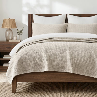 Stonewashed Textured Cotton Quilt Set