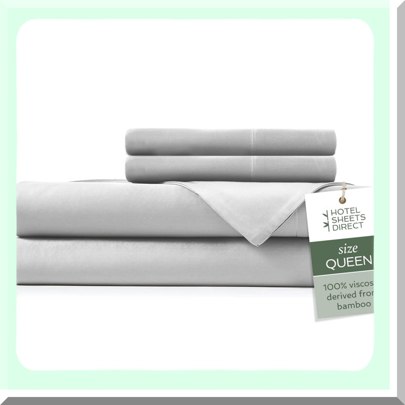 Rayon From CoolBamboo Silky Soft Queen Sheets - Luxury Bedding Set with Deep Pocket, Grey - 100% Rayon From Bamboo for Cooling Comfort & Breathability