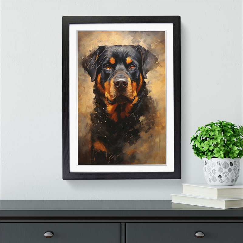 Rottweiler Contemporary - Framed Print, Black, 34cm H x 25cm W x 2cm D