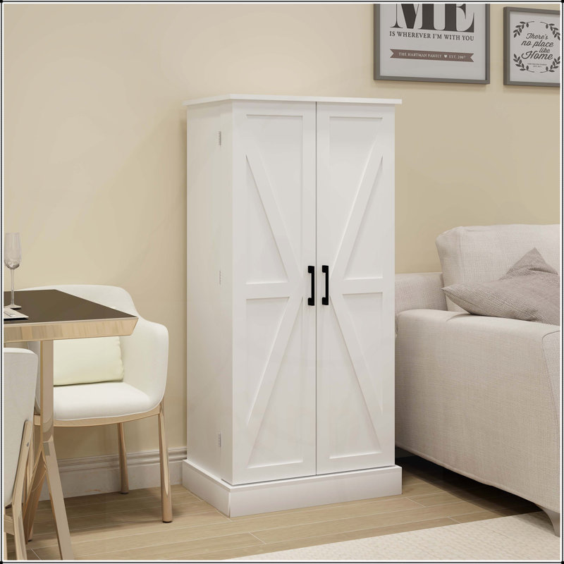 Garde-manger autoportant à DEL avec 2 portes, supports et tablettes réglables pour un rangement polyvalent et une esthétique moderne