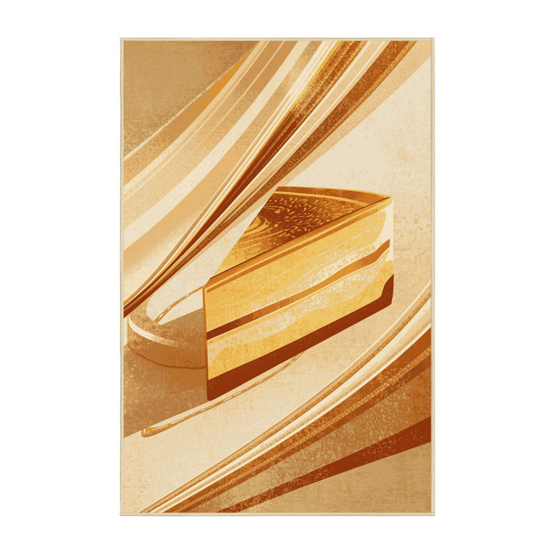 Tapis chic et luxueux lavable à la machine à gâteau au fromage Templeton beige - Reliure jaune, 7 x 9