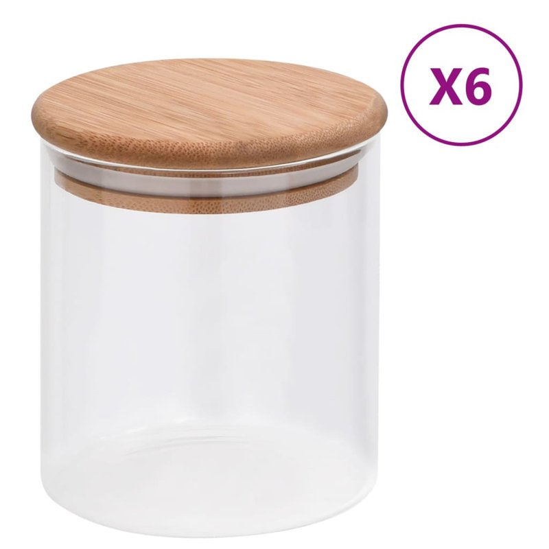 Glass Canister - Set of 6, 6.49cm H x 10.43cm W x 10.43cm D
