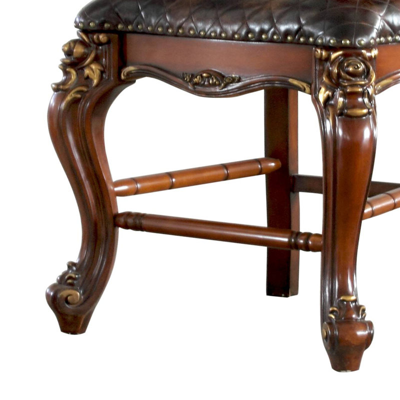 Tabouret de comptoir rembourré, Gris, Brun
