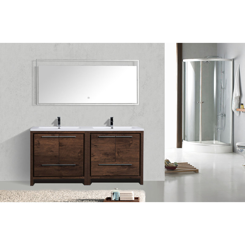 Meuble-lavabo double 71 po Drason, Bois de rose
