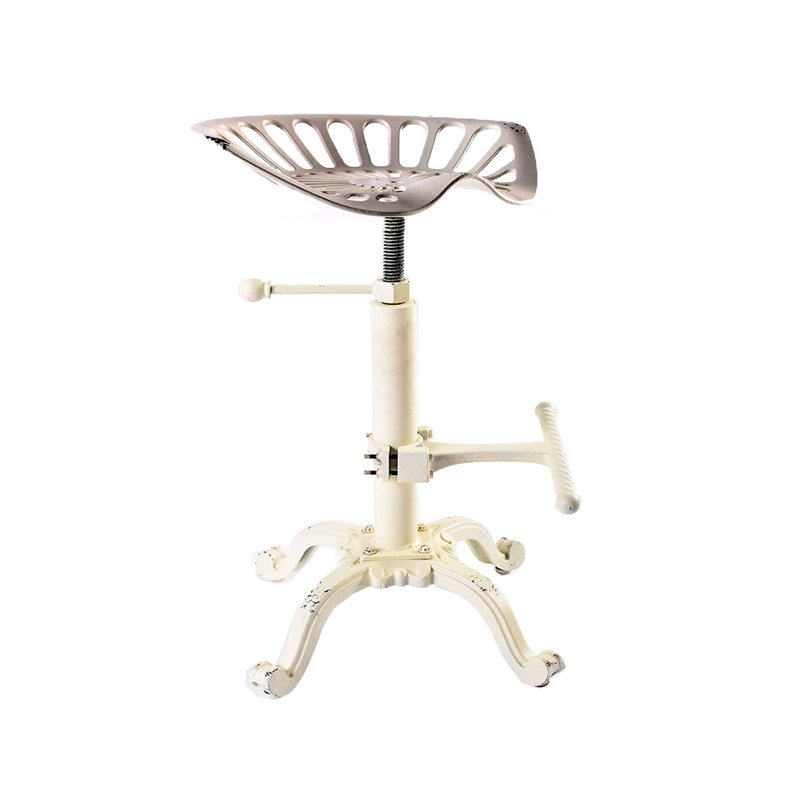 Tabouret de bar pivotant à hauteur ajustable Elinna, Blanc antique