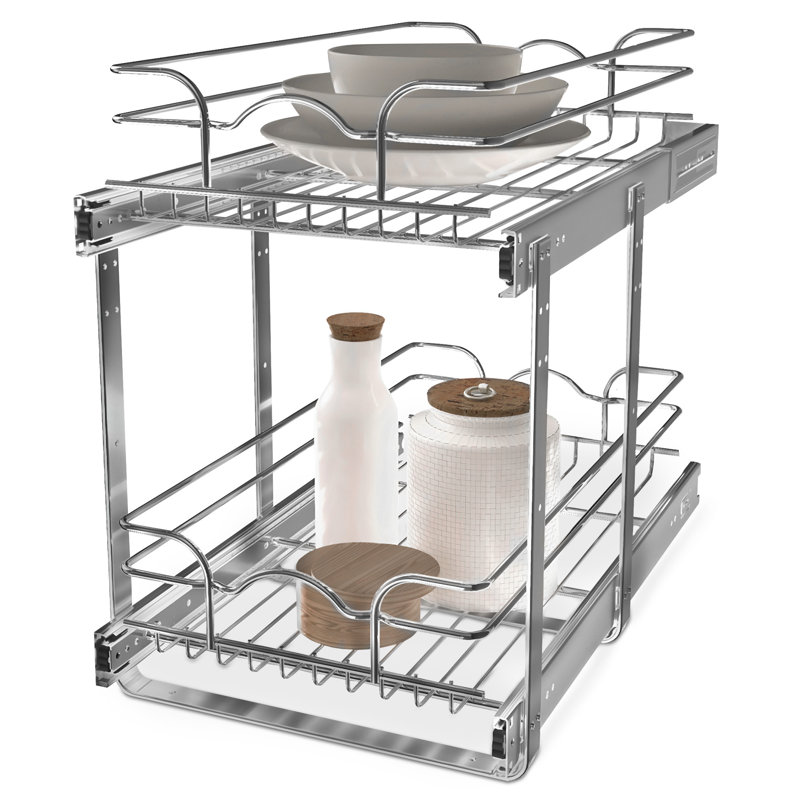 Rev-A-Shelf Pullout 2-Tier Basket Organizer for Kitchen or Vanity Cabinets , 12" W, 22" D