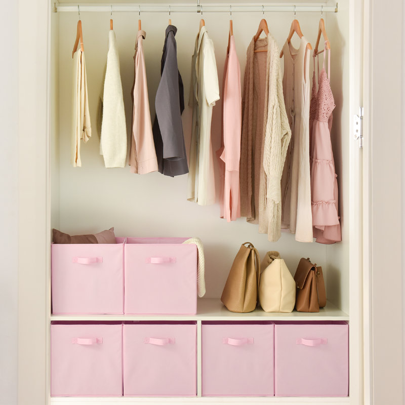6 Pack Fabric Storage Cube, Pink, 13'' H X 13'' W X 13'' D