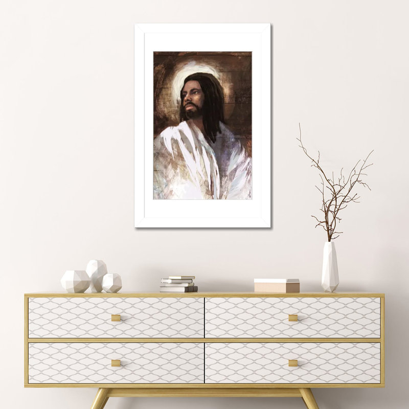 Saint Sauveur II - reproduction d'art murale - papier d'art encadré, H 24 po x l 16 po, Blanc