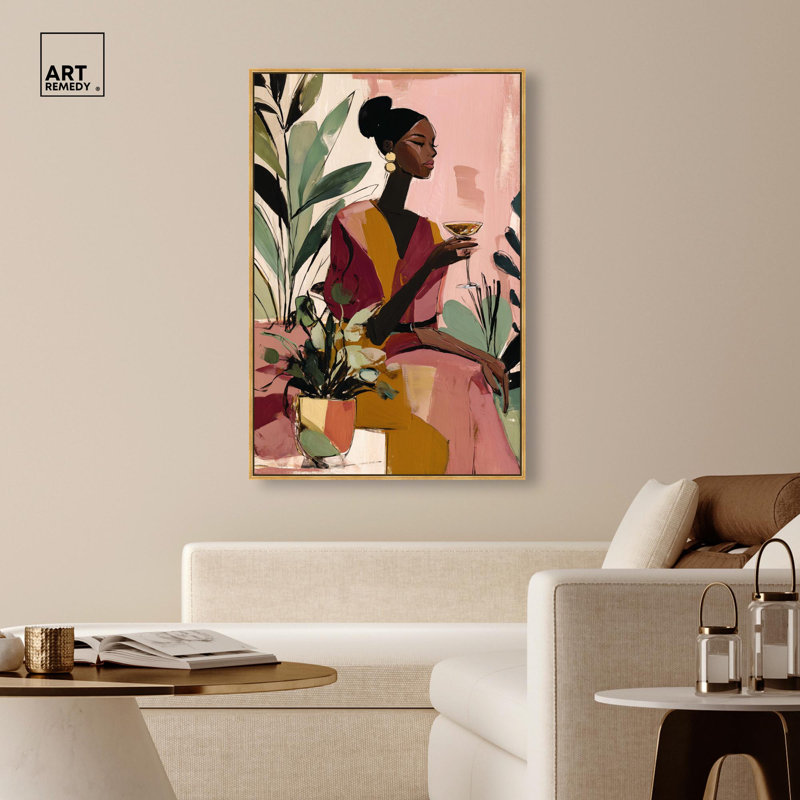 "Drinks and Plants II", reproduction d'art sur toile par Art Remedy, cadre doré, 36 x 54, H 55 po x l 37 po, Cadre doré