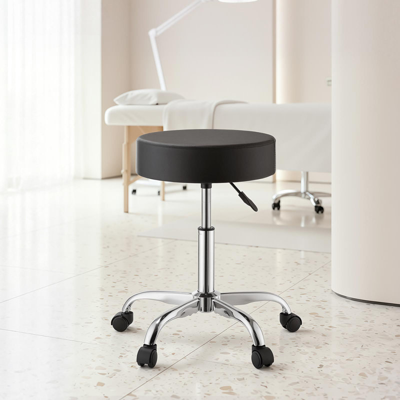 Adjustable Height Ergonomic Industrial Stool, Black