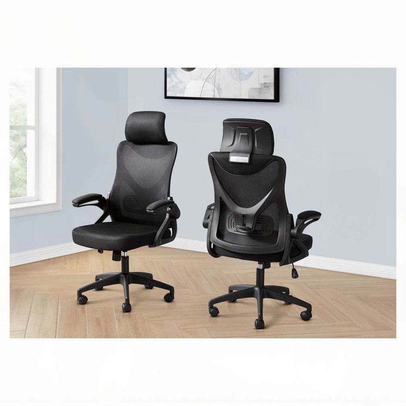 Office Chair,Adjustable Height,Ergonomic,Swivel,Work,Black Metal,Black Mesh,Contemporary,