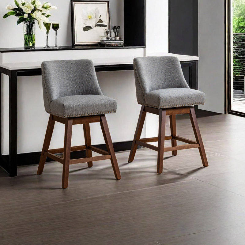 Aveonna Swivel Upholstered Counter Stool, Gray