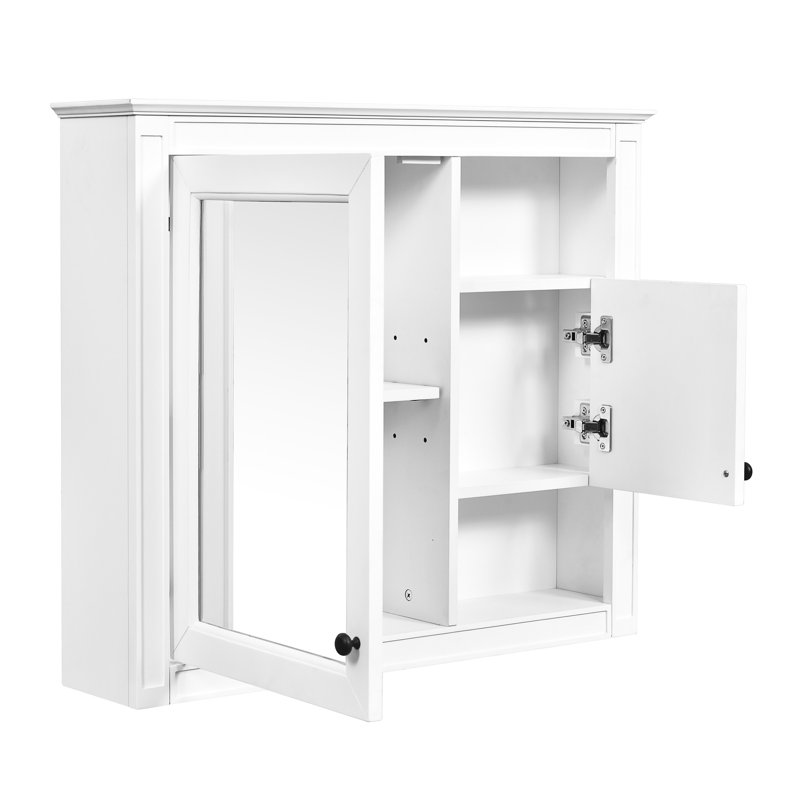 Armoire de toilette murale 32 po - blanc avec miroir et 3 tablettes de rangement pour salle de bain
