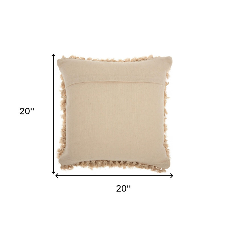 Coussin unique à poils longs, Beige