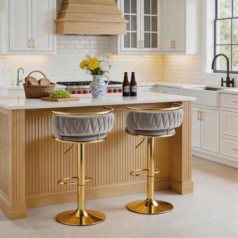 Tabouret de bar Christal, Gris, Gold