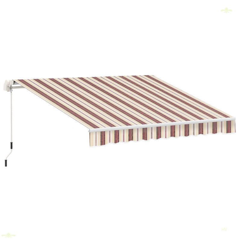 Outsunny 155.81'' W x 0.32'' D Polyester Red/White Cover Retractable