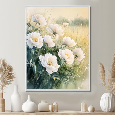 Pivoines et le champ ouvert I - Pivoines, reproductions encadrées