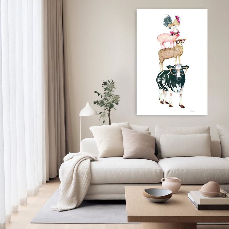 «Farm Farm Stack», art contemporain de vache, H 60 po x l 40 po
