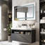 Miroir de salle de bain sans cadre à DEL avec lumières, miroir de salle de bain mural avec anti-buée, multifonction, 3 lumières à intensité variable, fonction de mémoire-898602269-898602265