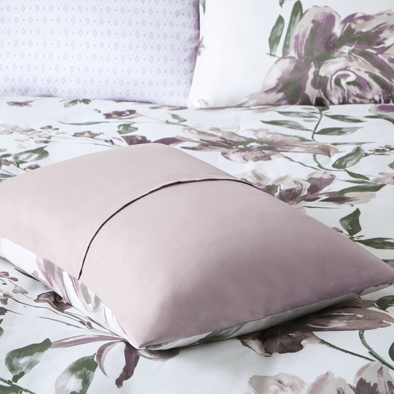 Édredon très grand, motif floral mauve, draps en microfibre, profondeur de matelas jusqu'à 16 po, literie et drap en microfibre douce, imprimé, lavable à la machine