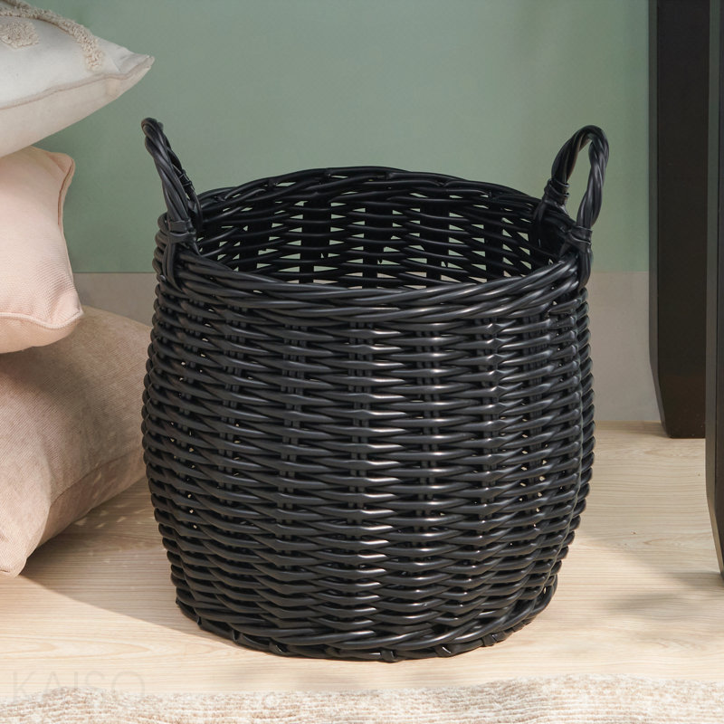 Panier rond en osier tressé avec poignées pour ranger vêtements, serviettes, jouets, magazines et décoration intérieure