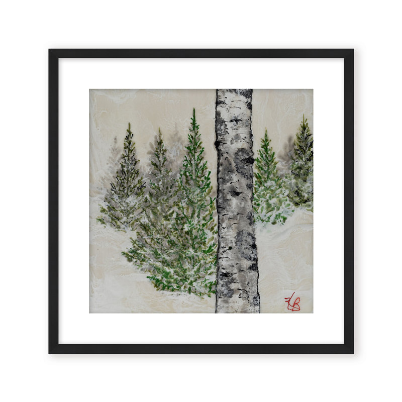 Art mural sur toile "Wintered Pines" par Karen Biery, H 30 po x l 30 po, Framed Print, Black