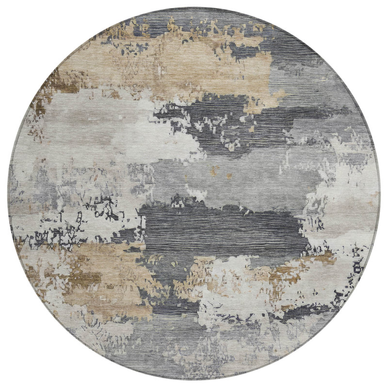 Machine Washable Indoor/Outdoor Karr ACN2372 Abstract Rug, Round 8'