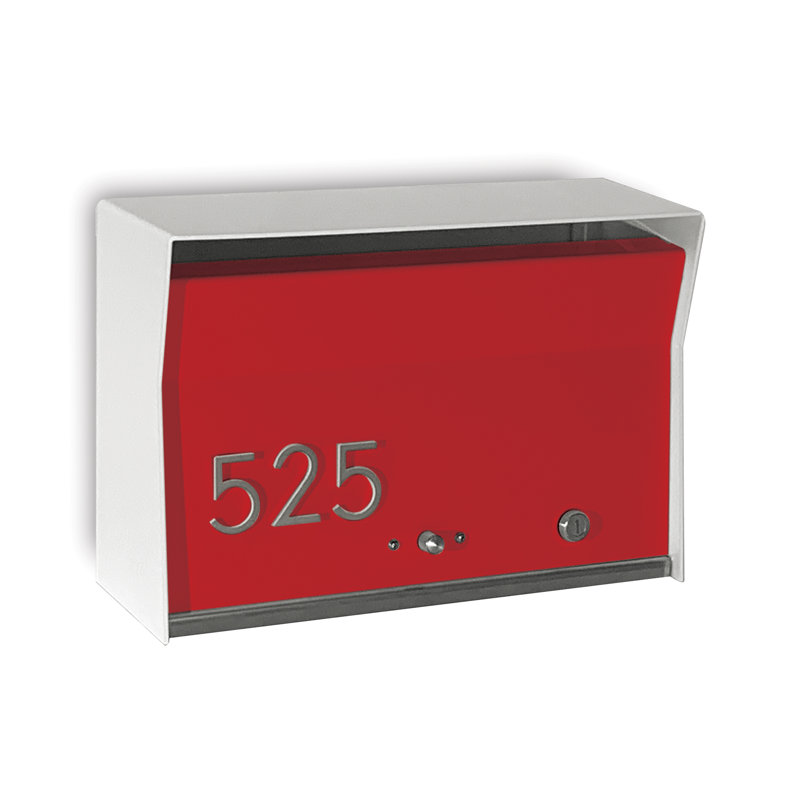 Boîte aux lettres murale verrouillable RetroBox, Blanc /Rouge, Oui