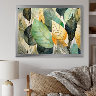 Feuilles vertes et jaunes tranquillité sur toile