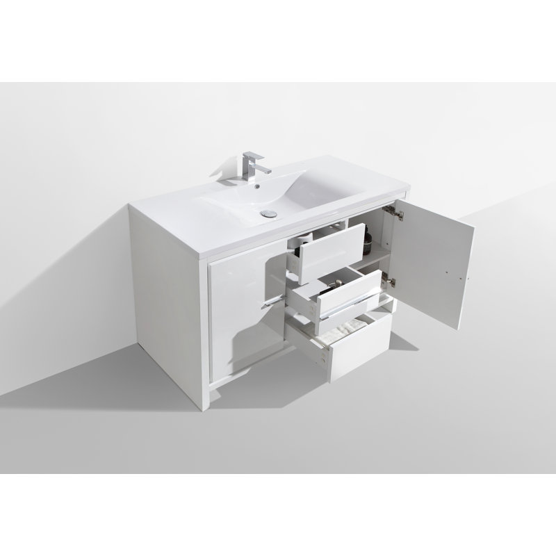 Melillo 47'' Single Bathroom Vanity Base Only, High Gloss White
