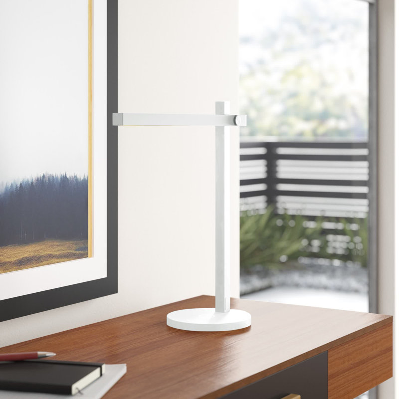 Mcglone Adjustable Metal USB Desk Lamp, White