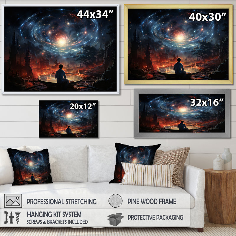 Marieke " Galaxy Luminous Voyage ", Cadre doré à une seule photo, H 30 po x l 40 po x P 1,5 po