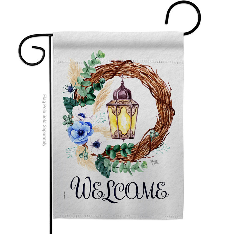 Bannière de jardin lanterne couronne de jardin 13 x 18,5 pouces