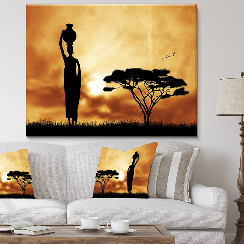 Paysage, arbre africain solitaire, photographie sur toile - arbre solitaire, H 12 po x l 20 po x P 1 po, Toile tendue