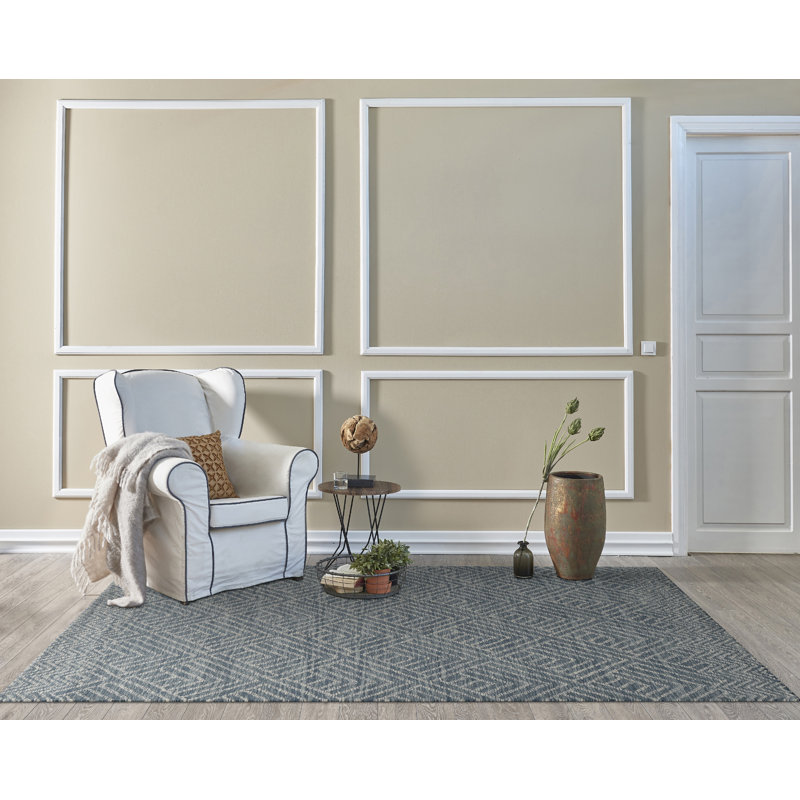 Tapis en denim touffeté à la main à motif géométrique Luisa, Rectangle 6 pi 6 po x 9 pi 6 po