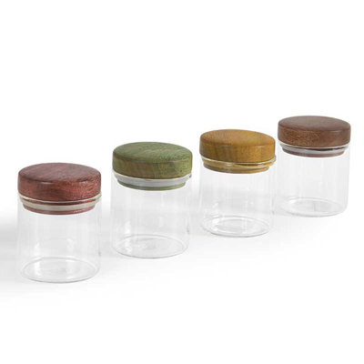 Storage Jar Set with Wooden Lid | Set of 4