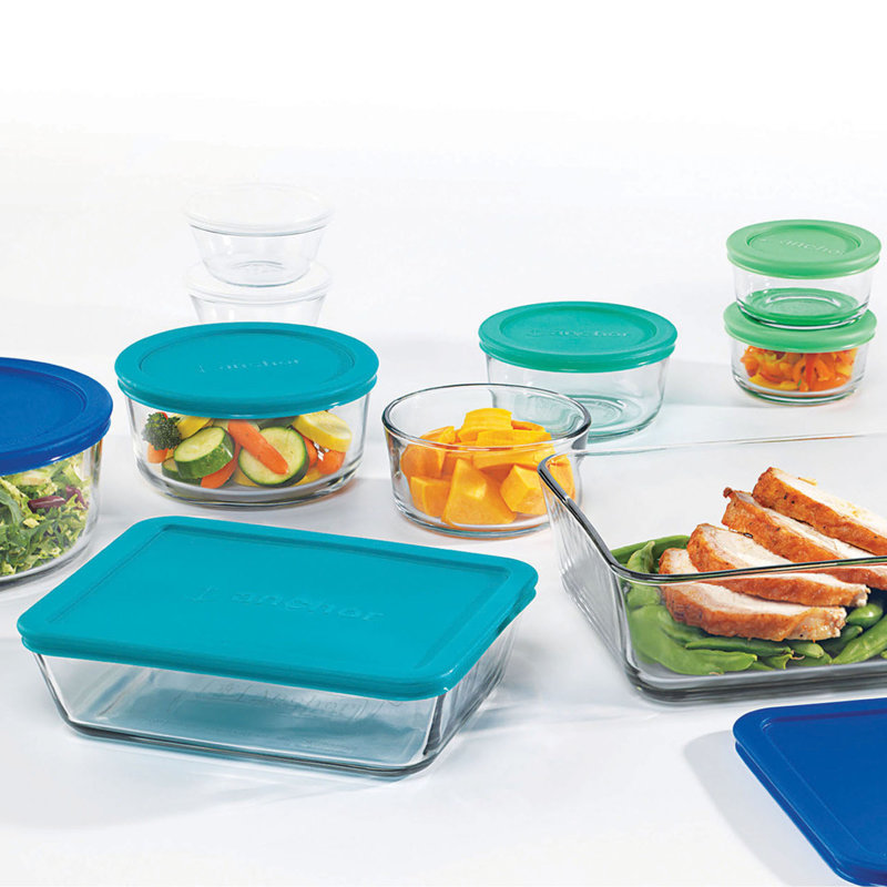 Anchor Hocking 20-Piece Clear Glass Food Storage Set with Multicolor Lids