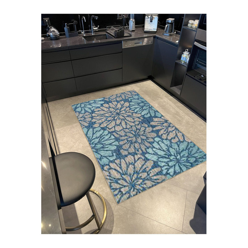 Tapis décoratif moderne à motif floral lavable à la machine, Tapis de couloir 3 pi 3 po x 6 pi 7 po inclus