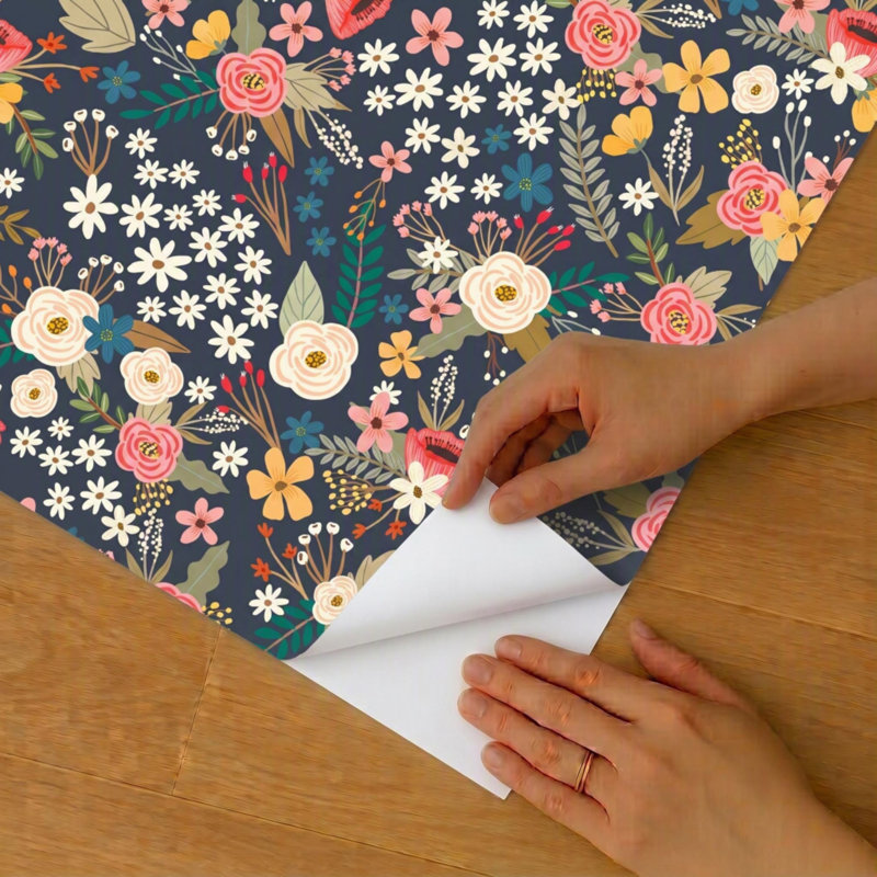 Papier peint Sophie Floral Black Boudreaux, Noir