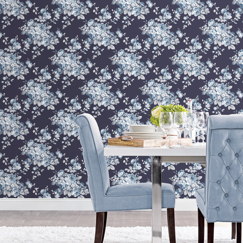 Garretson 10m x 52.8cm Satin Wallpaper Roll, Blue/Purple