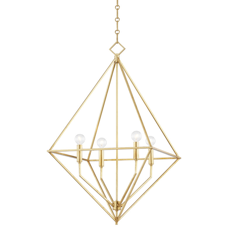 Haines 4 - Light Chandelier, 32" H x 24" W x 24" D, White Plaster