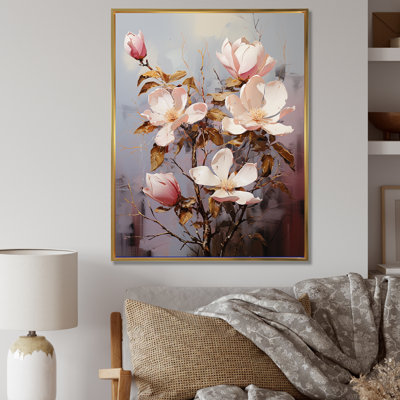 Magnolias II d'extravagance dorée sur toile