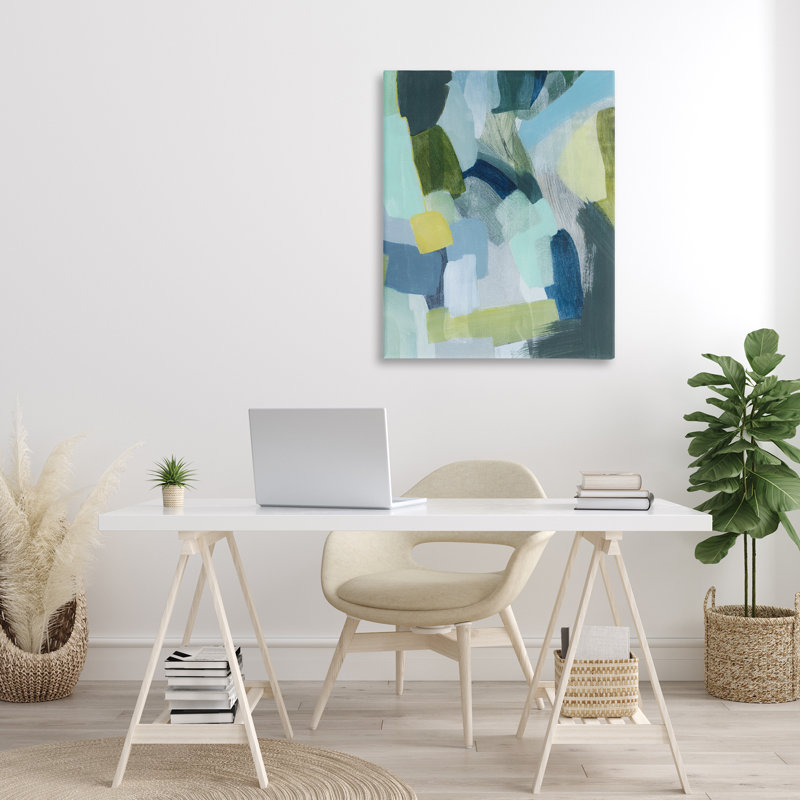 «Layered Green Paint Strokes», art mural par Grace Popp, H 40 po x l 30 po