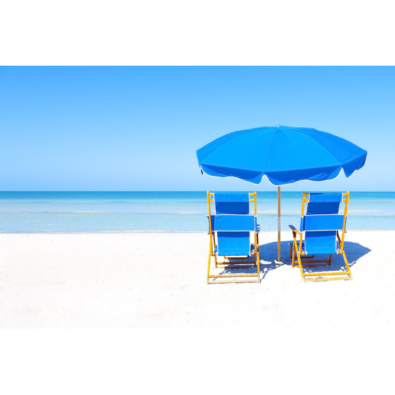 Umbrella At The Beach by Bertlmann - No Frame Art Prints on Canvas, 51cm H x 76cm W