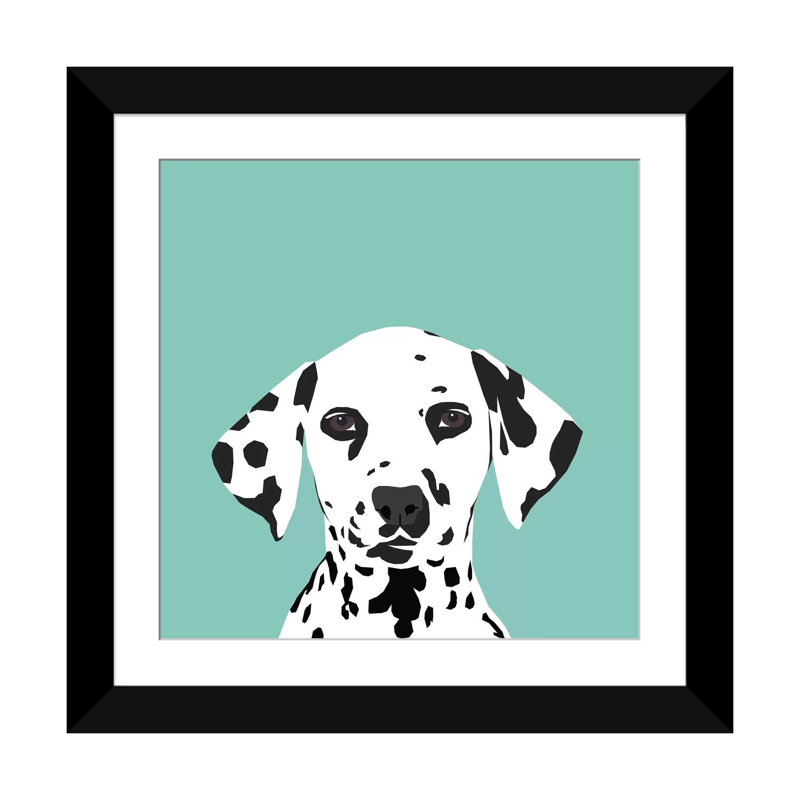 Dalmatien, impression sur toile tendue, H 16 po x l 16 po x P 1 po, Papier d'art encadré noir, Blanc