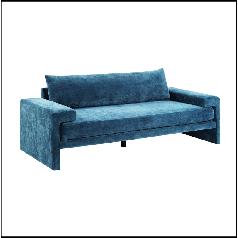 Canapé en chenille 3 places avec accoudoirs larges, Bleu