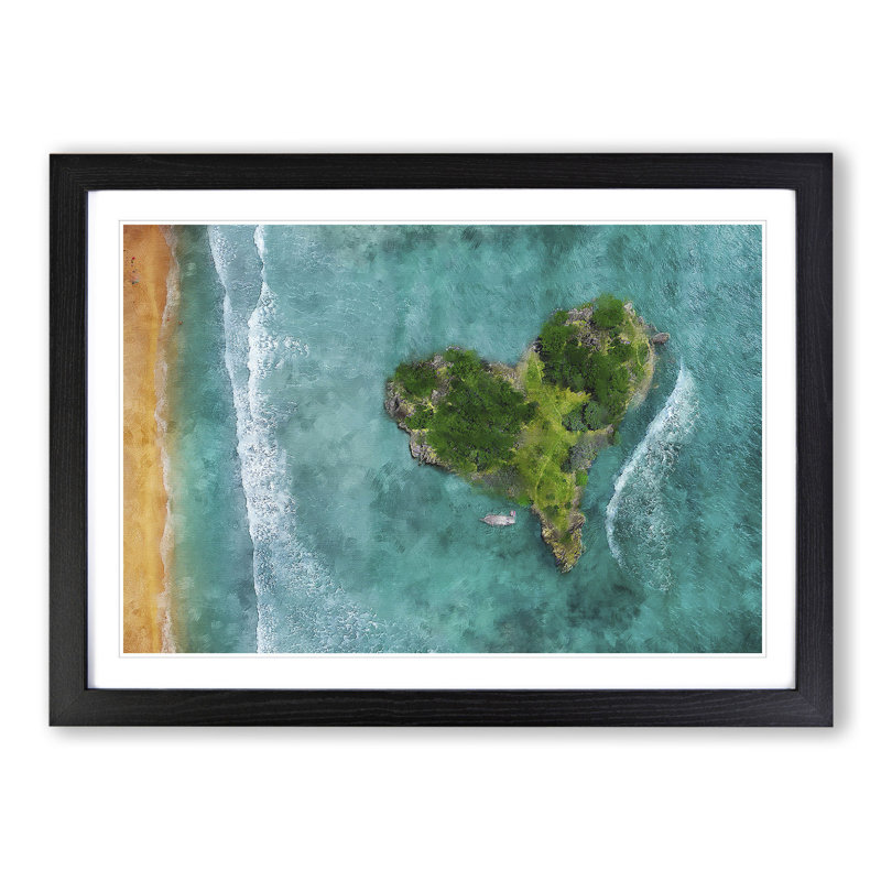The Heart of the Island - Picture Frame Graphic Art, 48cm H x 65cm W x 2cm D, Black