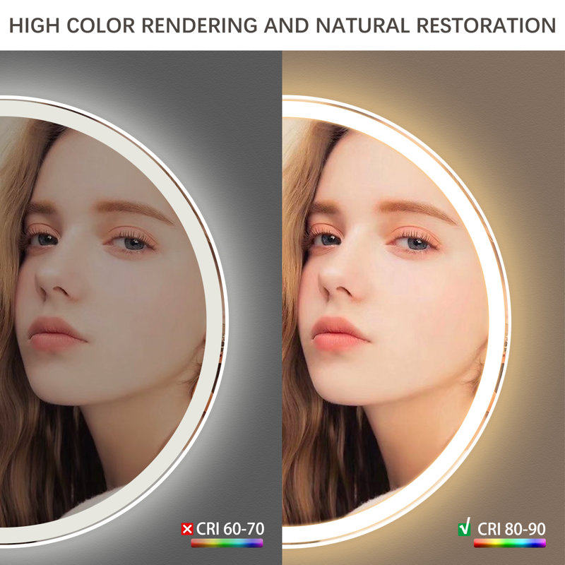 Heta Round LED Bathroom Mirror Anti-Fog Dimmable