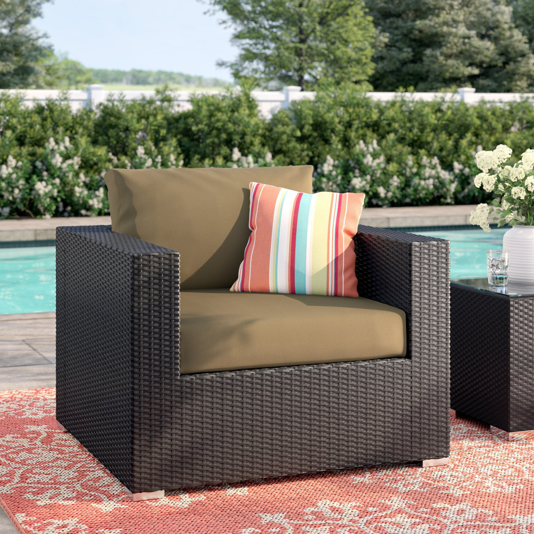 Convene Wicker Rattan Outdoor Patio Arm Chair with Cushions Modway 